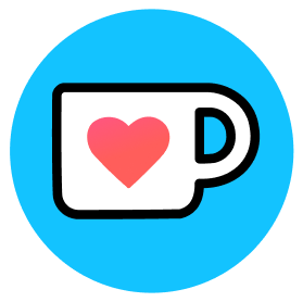 kofi logo, it's a cup with a heart on